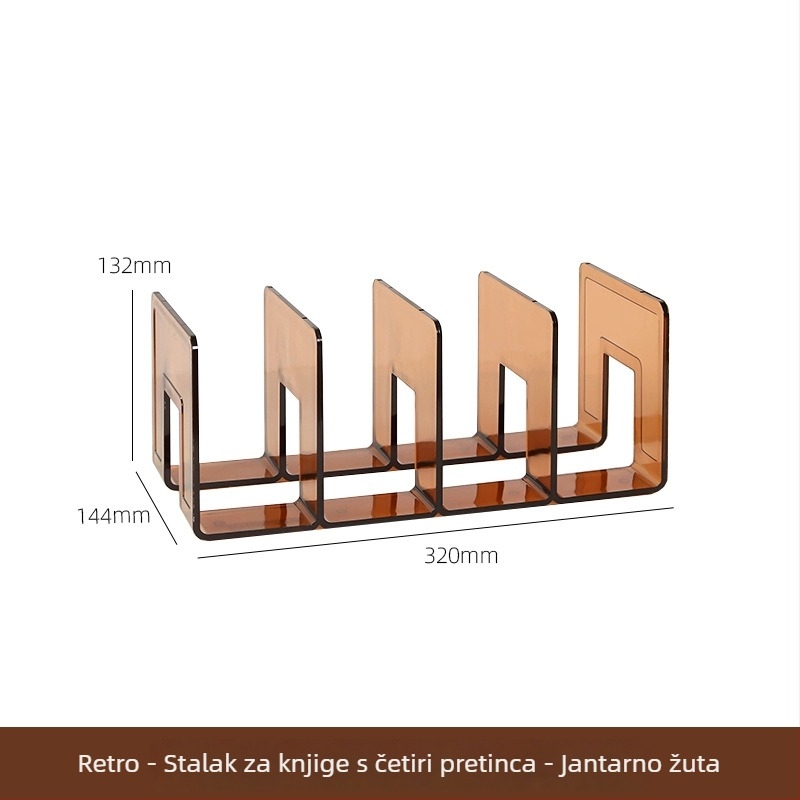 Prozirni stolni polic za knjige u retro boji, policu za pohranu za ured, visokokvalitetni kompaktni regal za studente