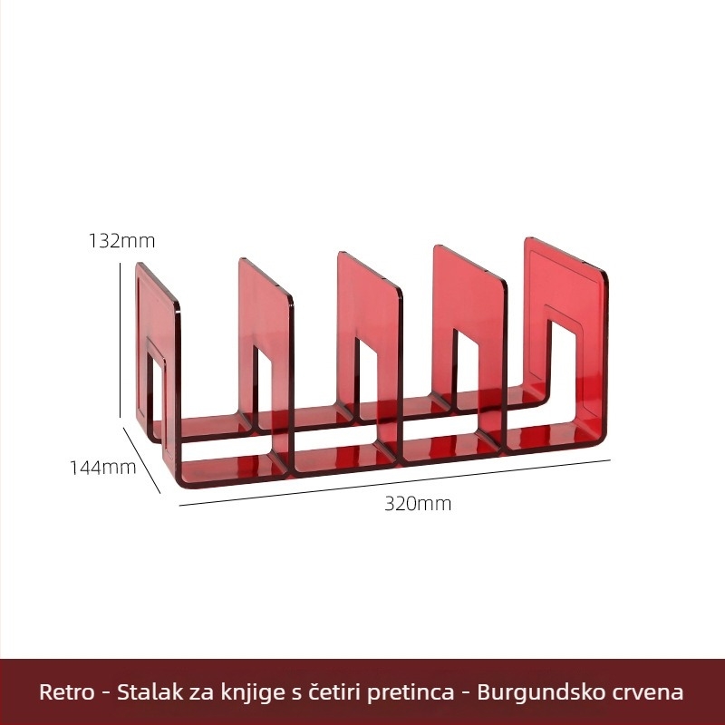 Prozirni stolni polic za knjige u retro boji, policu za pohranu za ured, visokokvalitetni kompaktni regal za studente