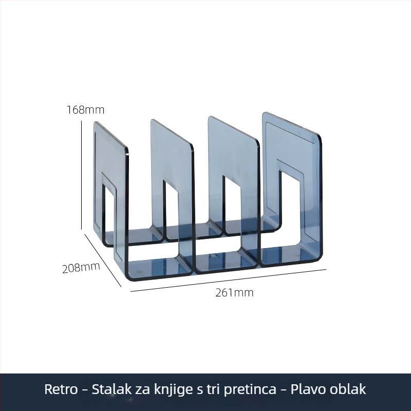 Prozirni stolni polic za knjige u retro boji, policu za pohranu za ured, visokokvalitetni kompaktni regal za studente
