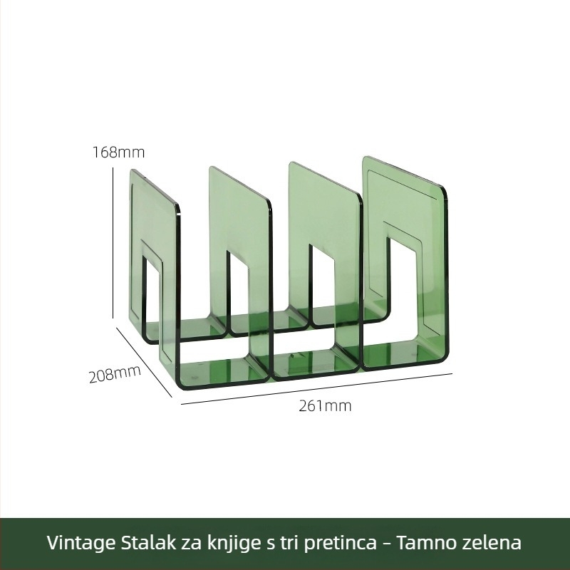 Prozirni stolni polic za knjige u retro boji, policu za pohranu za ured, visokokvalitetni kompaktni regal za studente