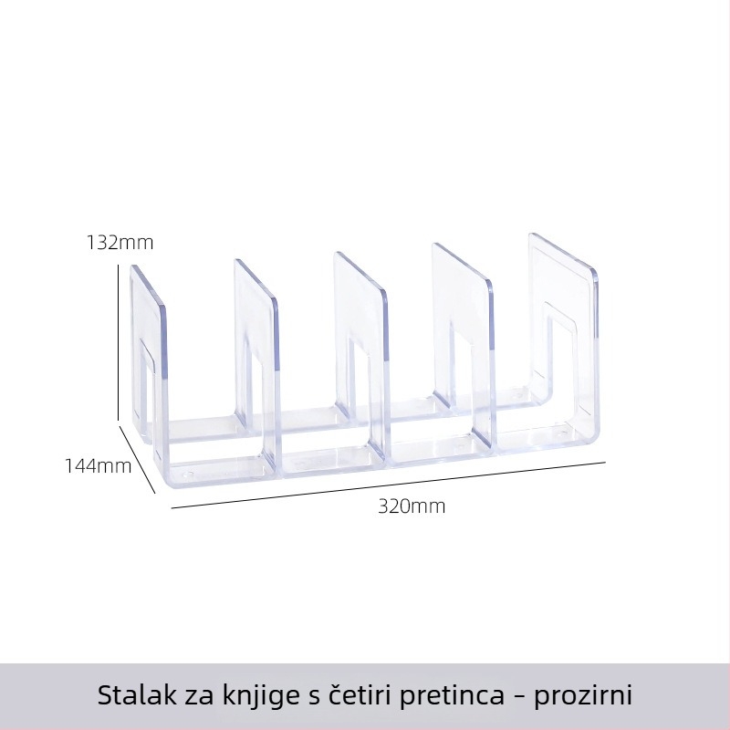 Prozirni stolni polic za knjige u retro boji, policu za pohranu za ured, visokokvalitetni kompaktni regal za studente