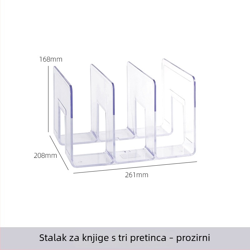 Prozirni stolni polic za knjige u retro boji, policu za pohranu za ured, visokokvalitetni kompaktni regal za studente