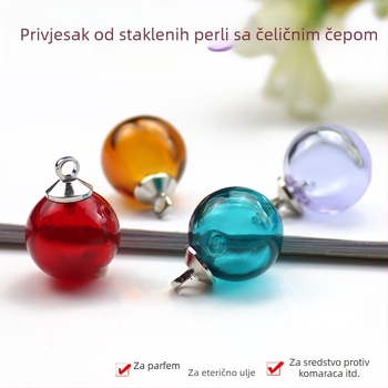 Prijenosna ogrlica-difuzor sa staklenom perlicom za eterično ulje i bočicom za parfem za ponovno punjenje