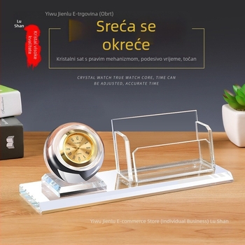 Kristalna kutija za vizitke za uredski stol, personalizirani ukras s graviranim tekstom za muškarce i žene