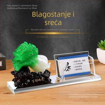 Kristalna kutija za vizitke za uredski stol, personalizirani ukras s graviranim tekstom za muškarce i žene