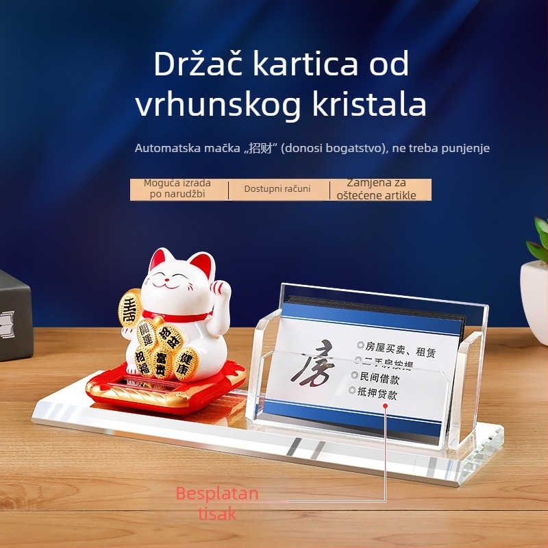 Kristalna kutija za vizitke za uredski stol, personalizirani ukras s graviranim tekstom za muškarce i žene