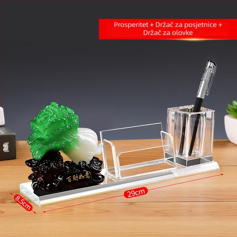 Kristalna kutija za vizitke za uredski stol, personalizirani ukras s graviranim tekstom za muškarce i žene