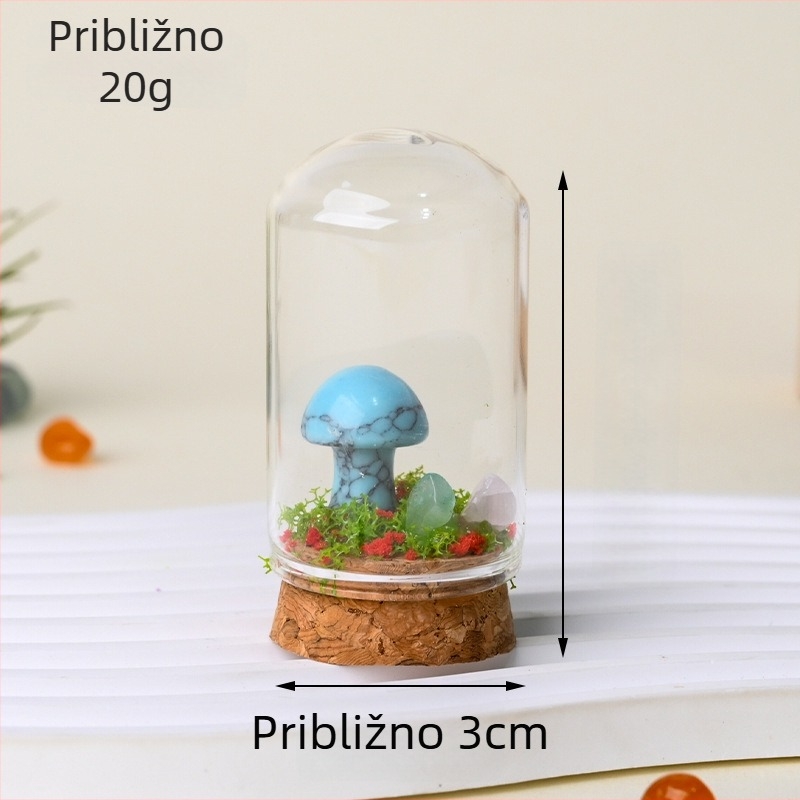 Prirodni kristalni sirovi kamen, mali gljiva ukras s mikro pejzažom i mineralni uzorak za dječju znanstvenu edukaciju i stolni ukras