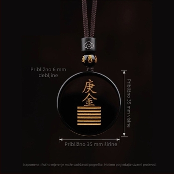 Gravirani obsidijan privjesak s vodnim elementom i energetski talisman