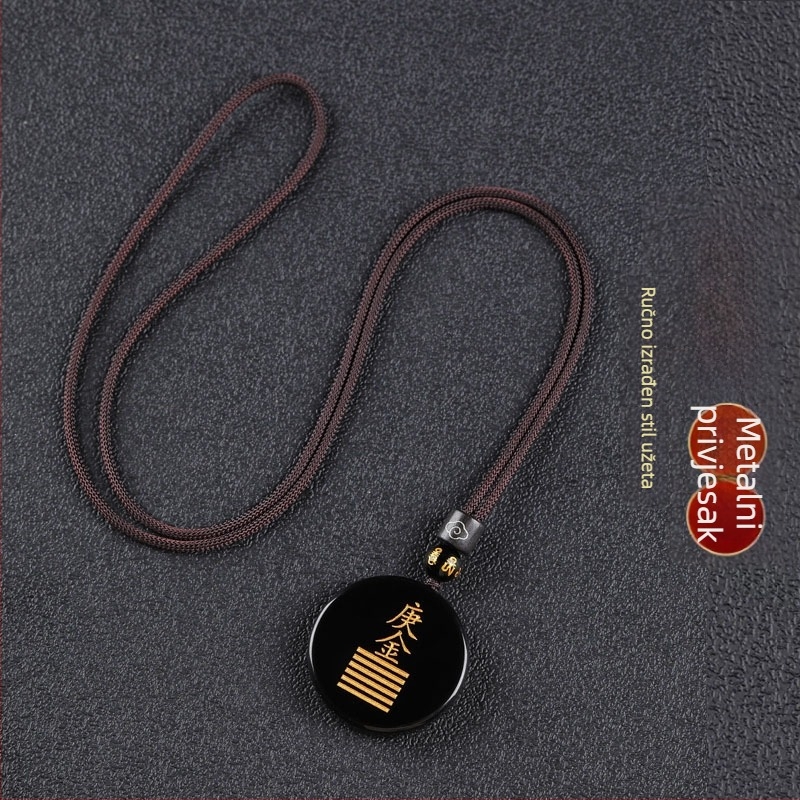 Gravirani obsidijan privjesak s vodnim elementom i energetski talisman