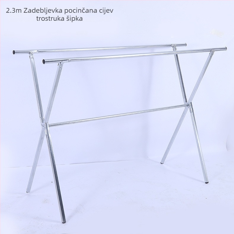 Stacionarna sušilica za rublje na podu, X-oblik, dvostruka šipka, sklopiva za unutarnju i vanjsku upotrebu.