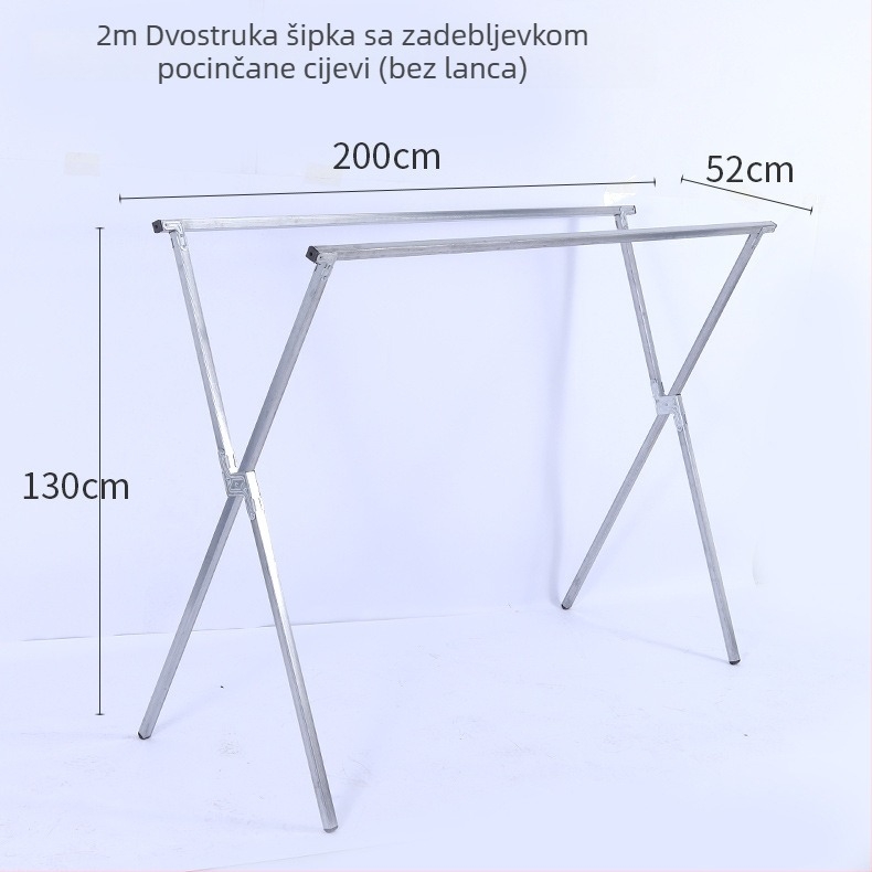 Stacionarna sušilica za rublje na podu, X-oblik, dvostruka šipka, sklopiva za unutarnju i vanjsku upotrebu.