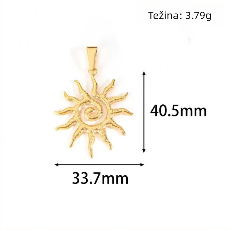 Nerđajući čelik medaljon sa suncem, mjesecom i zvijezdom te osmerokutnom zvijezdom u geometrijskom dizajnu, pozlaćen 24K za DIY nakit