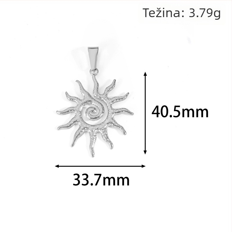 Nerđajući čelik medaljon sa suncem, mjesecom i zvijezdom te osmerokutnom zvijezdom u geometrijskom dizajnu, pozlaćen 24K za DIY nakit