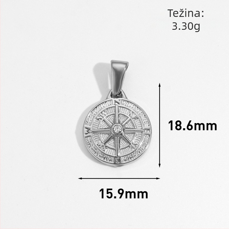 Nerđajući čelik medaljon sa suncem, mjesecom i zvijezdom te osmerokutnom zvijezdom u geometrijskom dizajnu, pozlaćen 24K za DIY nakit