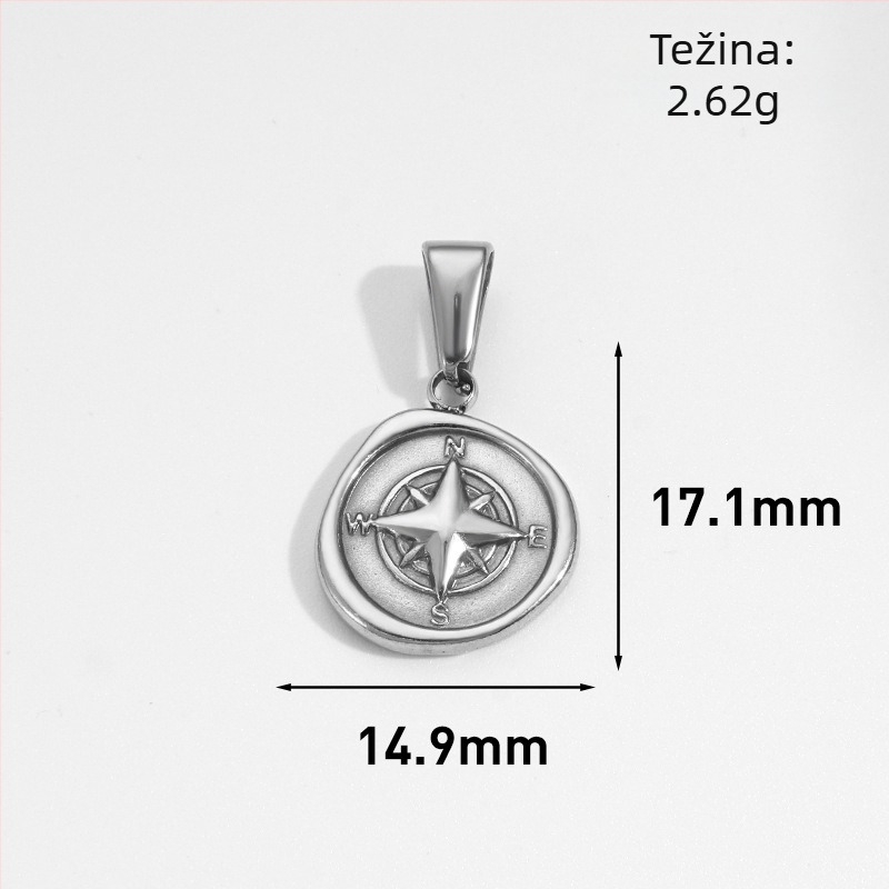 Nerđajući čelik medaljon sa suncem, mjesecom i zvijezdom te osmerokutnom zvijezdom u geometrijskom dizajnu, pozlaćen 24K za DIY nakit