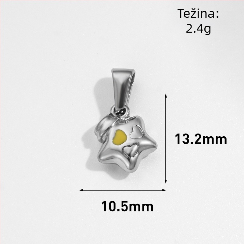 Nerđajući čelik medaljon sa suncem, mjesecom i zvijezdom te osmerokutnom zvijezdom u geometrijskom dizajnu, pozlaćen 24K za DIY nakit