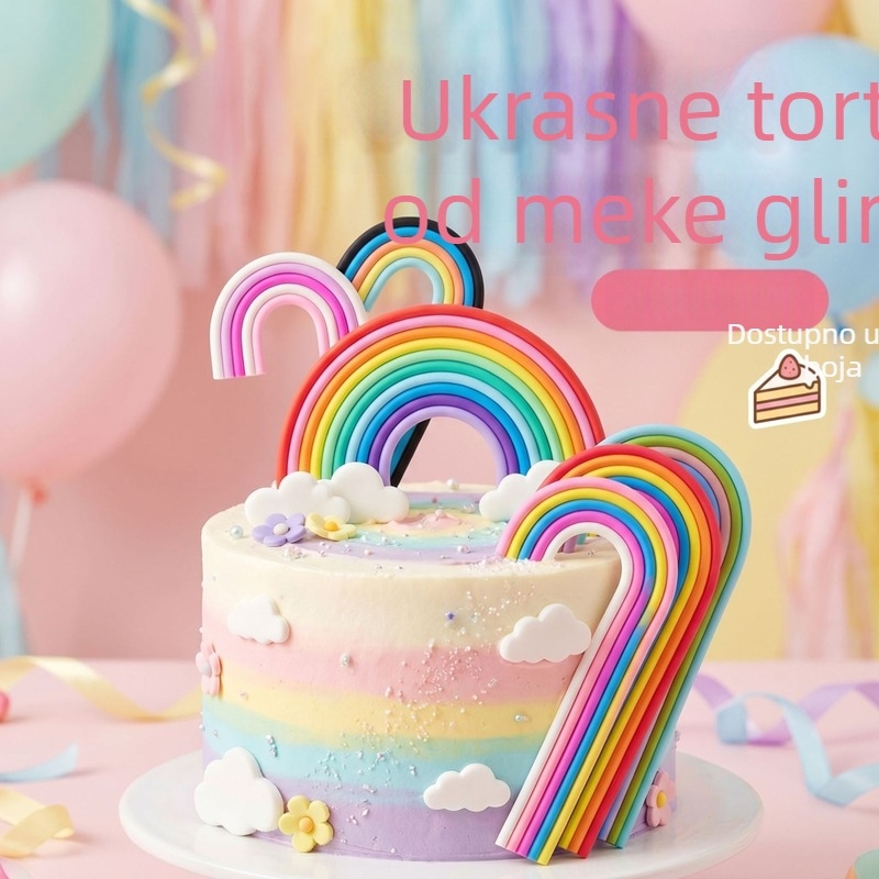 Veliki 3D toppers od polimerne gline s duginim lukovima – Boho kolekcija