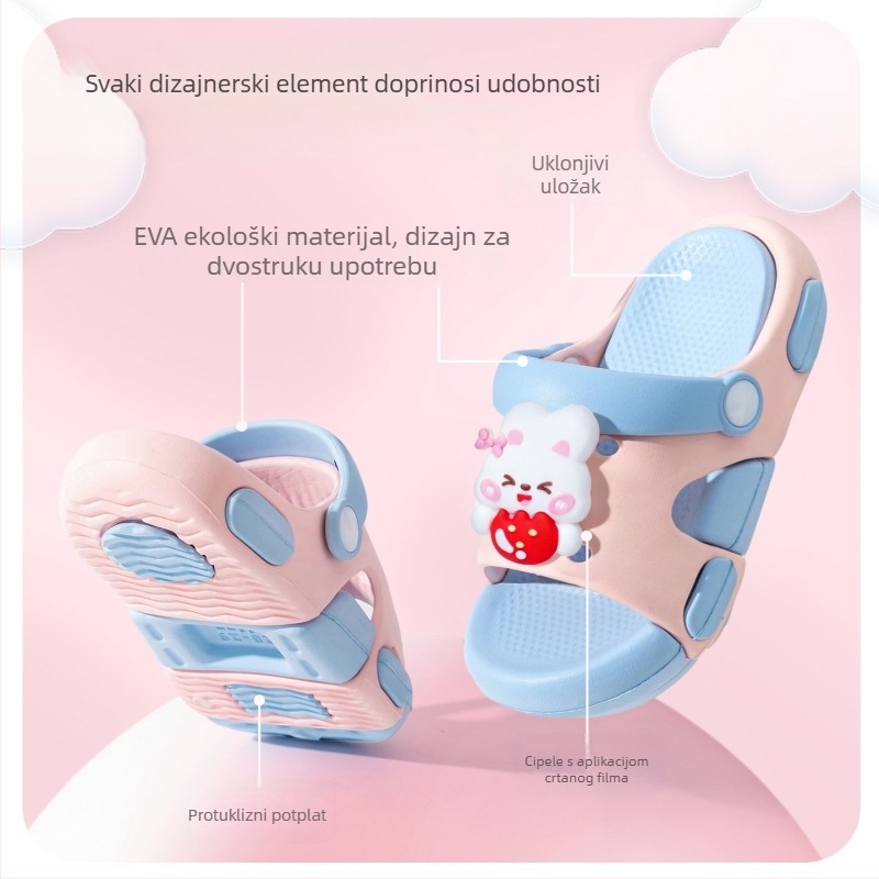 Ljetne dječje japanke s protukliznom podlogom, unisex, dizajn zeko, dvobojne