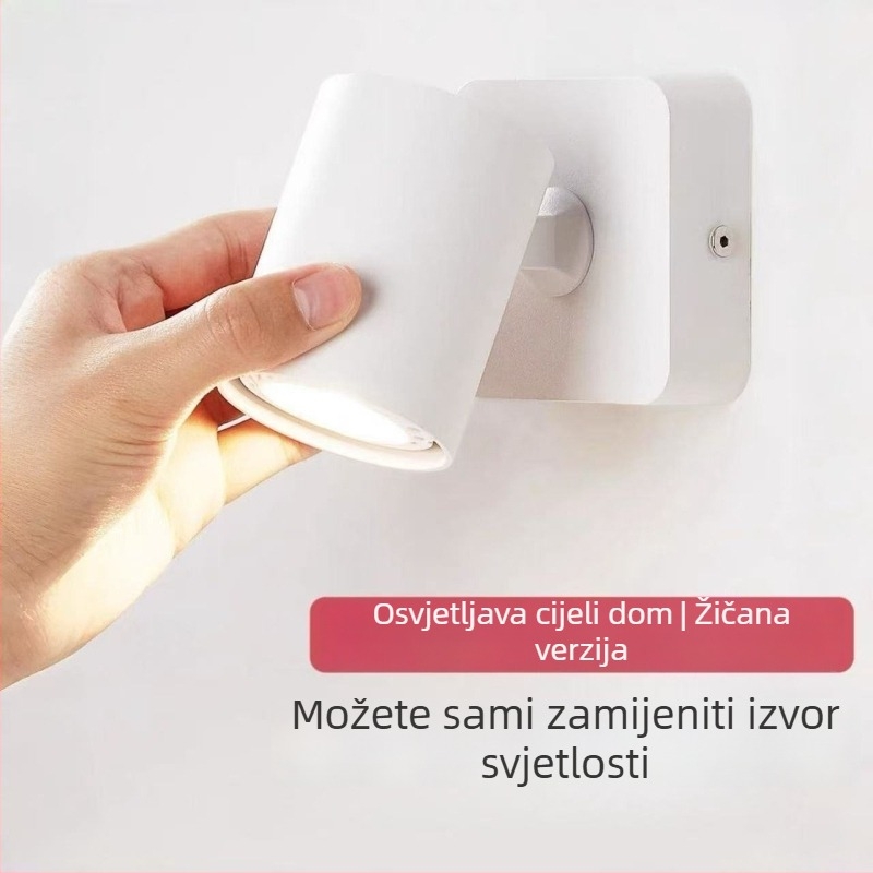 Skandinavska zidna lampica za čitanje uz krevet, minimalistički dizajn, prilagodljiv kut, LED