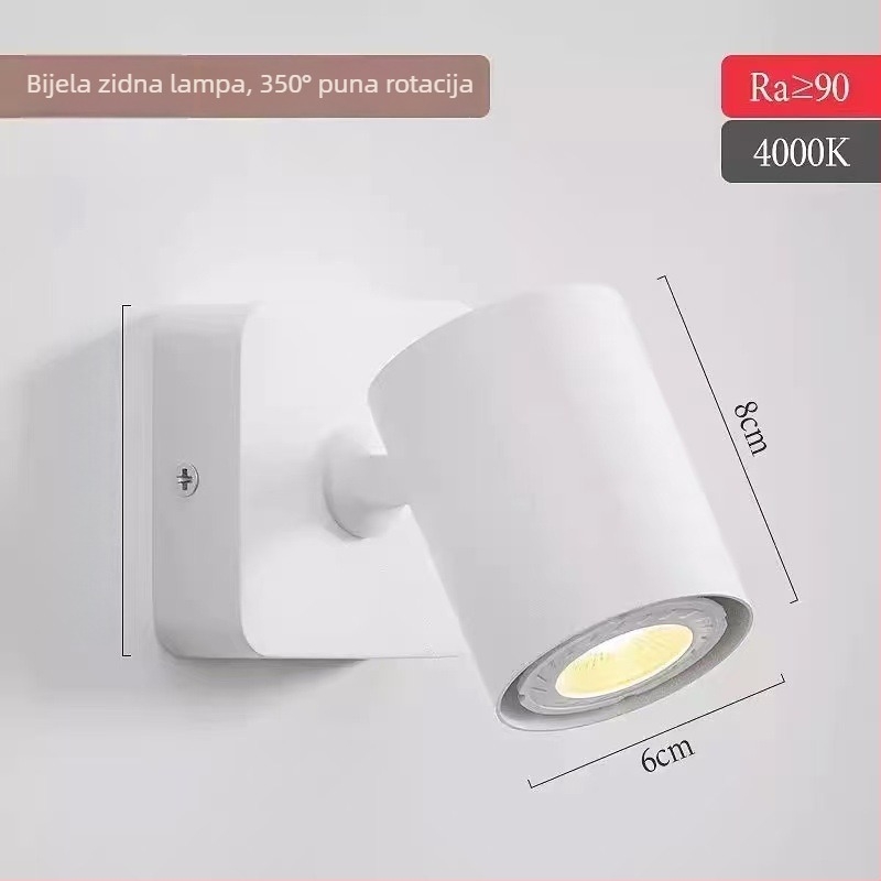 Skandinavska zidna lampica za čitanje uz krevet, minimalistički dizajn, prilagodljiv kut, LED