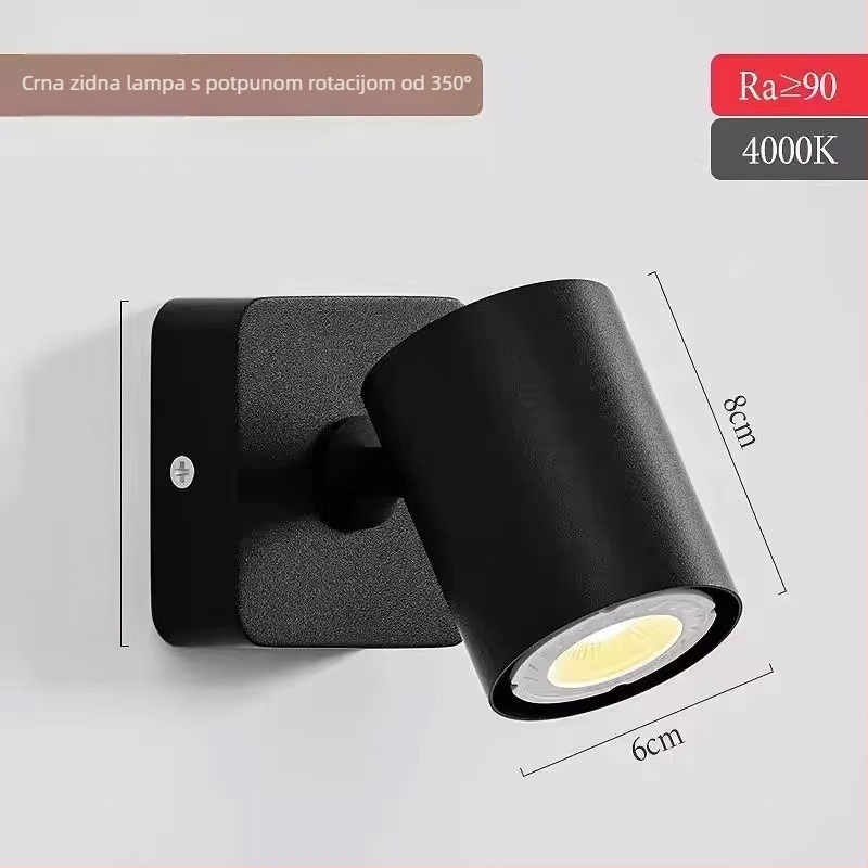 Skandinavska zidna lampica za čitanje uz krevet, minimalistički dizajn, prilagodljiv kut, LED