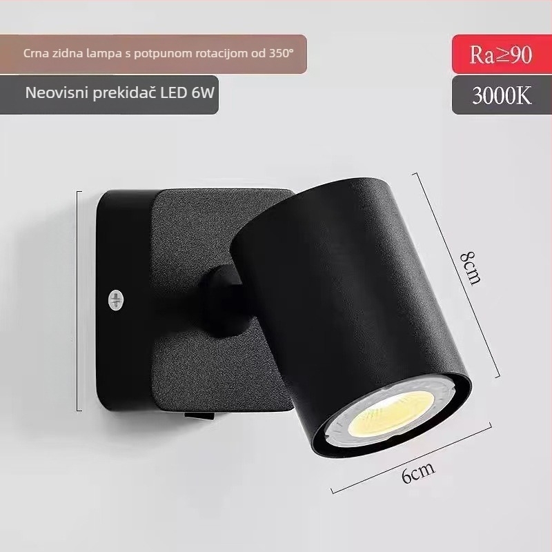 Skandinavska zidna lampica za čitanje uz krevet, minimalistički dizajn, prilagodljiv kut, LED