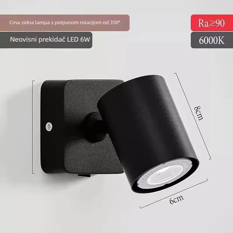 Skandinavska zidna lampica za čitanje uz krevet, minimalistički dizajn, prilagodljiv kut, LED