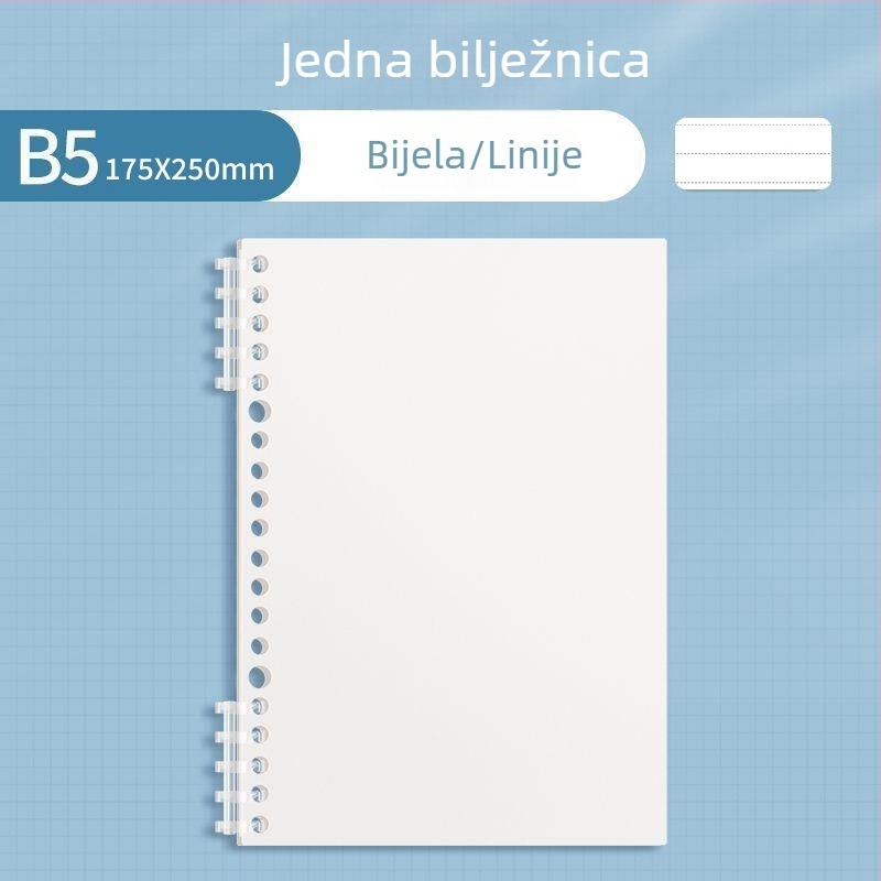 Sijin bilježnica za razvrstavanje po predmetima za učenike, A4 format s odjeljivim listovima, B5 linijske stranice, glatka PP korica