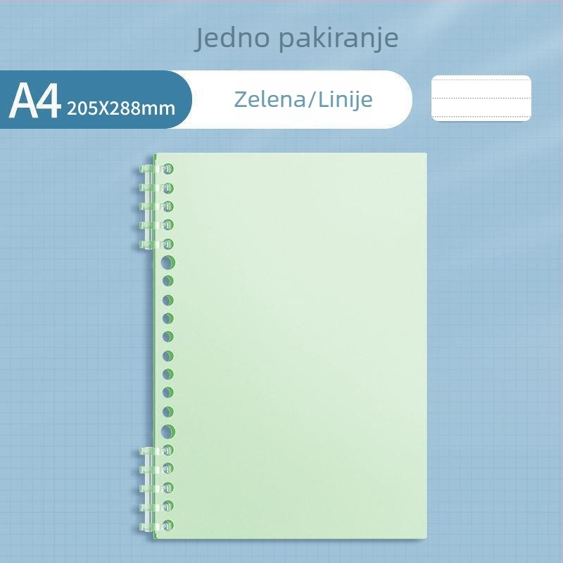 Sijin bilježnica za razvrstavanje po predmetima za učenike, A4 format s odjeljivim listovima, B5 linijske stranice, glatka PP korica