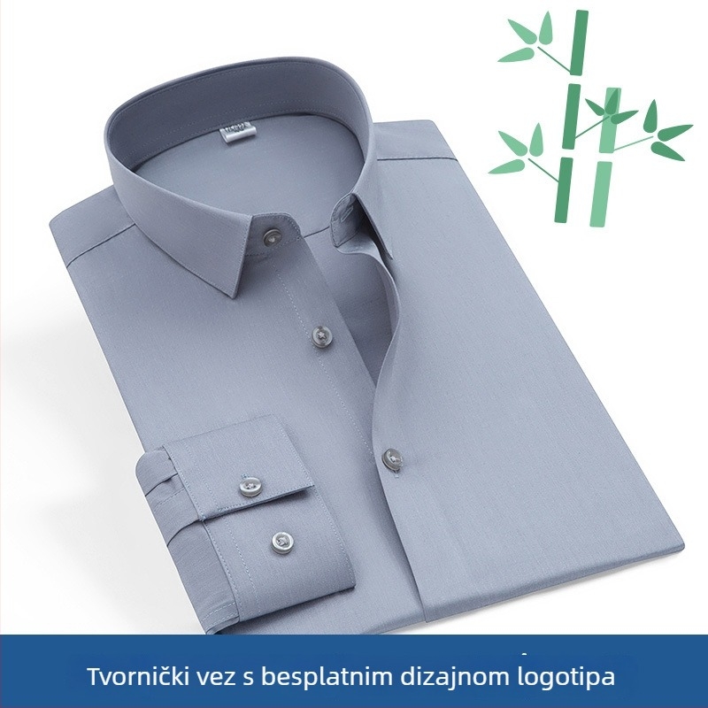 Muška košulja od bambusovih vlakana s dugim rukavima, poslovna košulja bez potrebe glačanja, slim fit