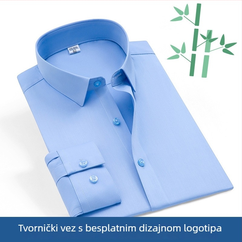 Muška košulja od bambusovih vlakana s dugim rukavima, poslovna košulja bez potrebe glačanja, slim fit