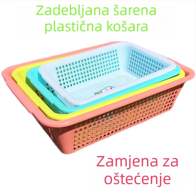 Pravokutna plastična kuhinjska korpa za pranje i cijeđenje povrća – velika i mala, plava