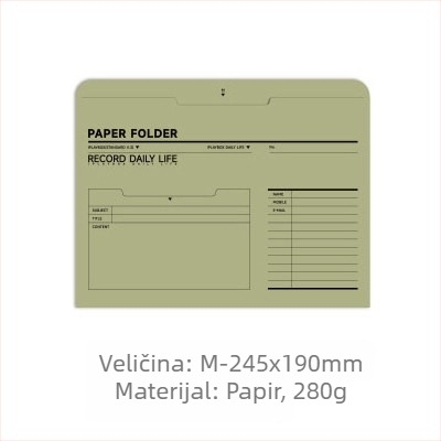 Iplaybox retro papirnati uredski folder, A4 format, s pretincem za bilješke i omotnicama za potvrde