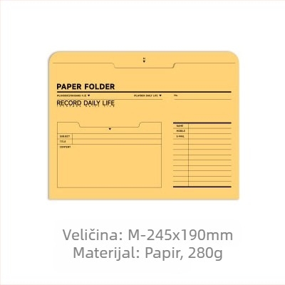 Iplaybox retro papirnati uredski folder, A4 format, s pretincem za bilješke i omotnicama za potvrde