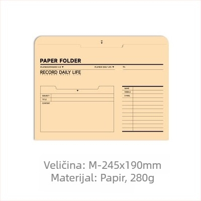 Iplaybox retro papirnati uredski folder, A4 format, s pretincem za bilješke i omotnicama za potvrde