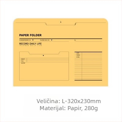 Iplaybox retro papirnati uredski folder, A4 format, s pretincem za bilješke i omotnicama za potvrde