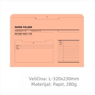 Iplaybox retro papirnati uredski folder, A4 format, s pretincem za bilješke i omotnicama za potvrde