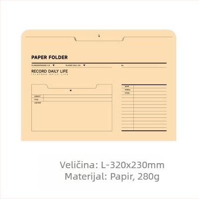 Iplaybox retro papirnati uredski folder, A4 format, s pretincem za bilješke i omotnicama za potvrde