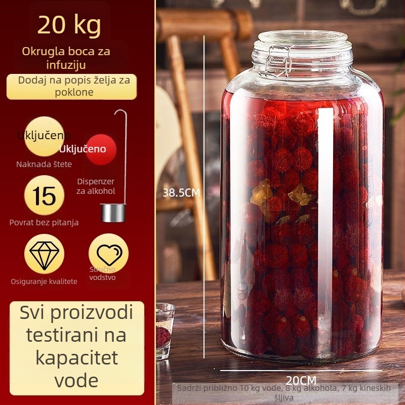 Staklene boce za fermentaciju vina, prazne boce za domaće voćno vino, zatvoreni stakleni spremnici za vino