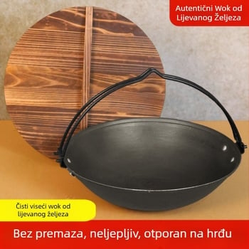 Retro lonac od lijevanog željeza s visećim držačem za vrući lonac
