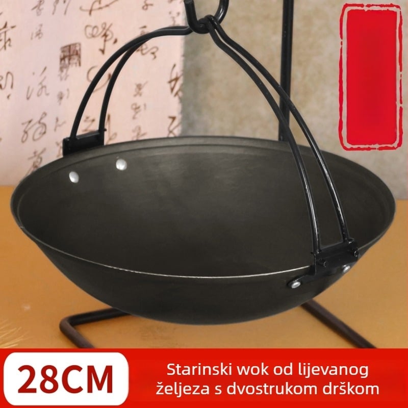 Retro lonac od lijevanog željeza s visećim držačem za vrući lonac