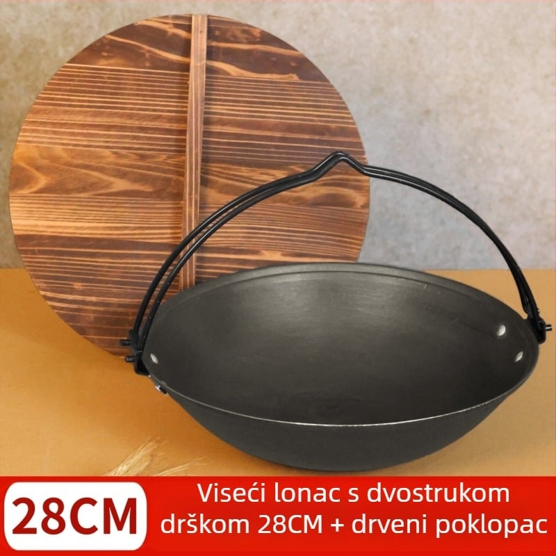 Retro lonac od lijevanog željeza s visećim držačem za vrući lonac