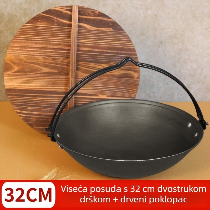 Retro lonac od lijevanog željeza s visećim držačem za vrući lonac