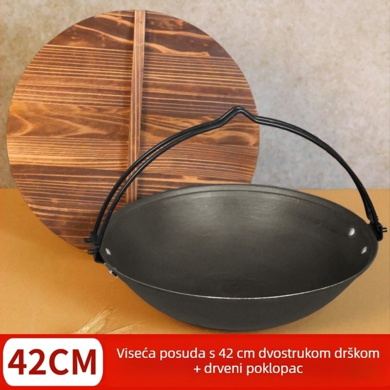 Retro lonac od lijevanog željeza s visećim držačem za vrući lonac