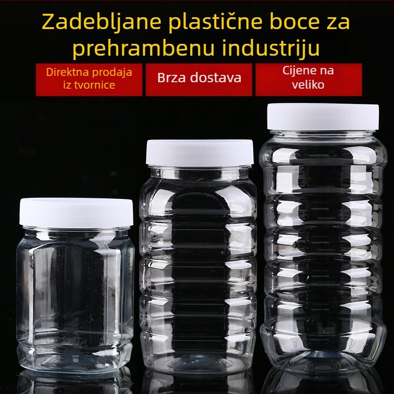 Prozirno debela plastična boca za med s poklopcem, zapečaćeni spremnik do 300 ml