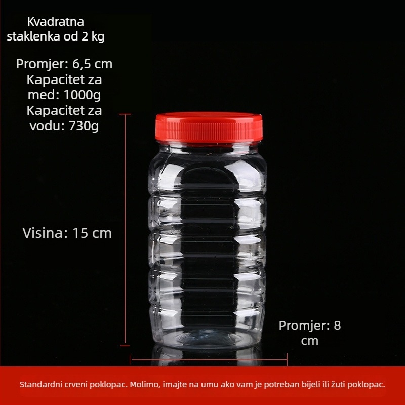 Prozirno debela plastična boca za med s poklopcem, zapečaćeni spremnik do 300 ml