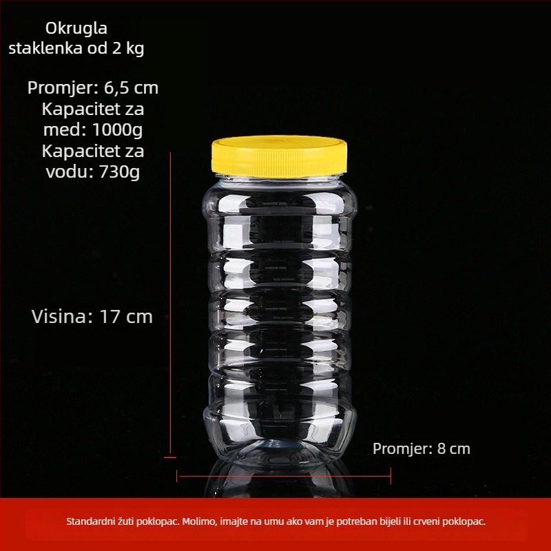 Prozirno debela plastična boca za med s poklopcem, zapečaćeni spremnik do 300 ml