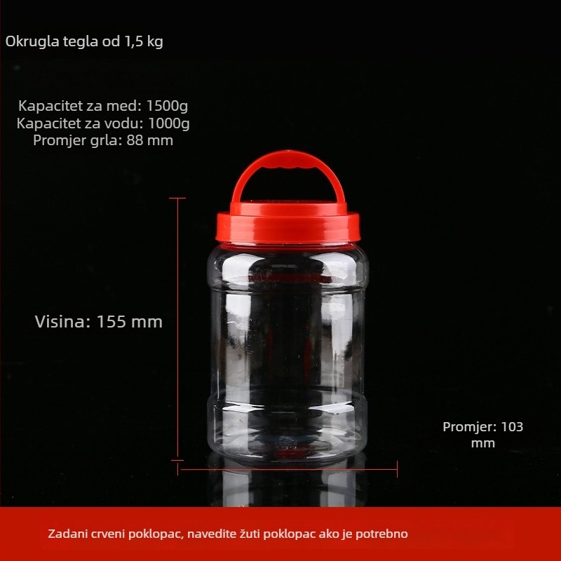 Prozirno debela plastična boca za med s poklopcem, zapečaćeni spremnik do 300 ml