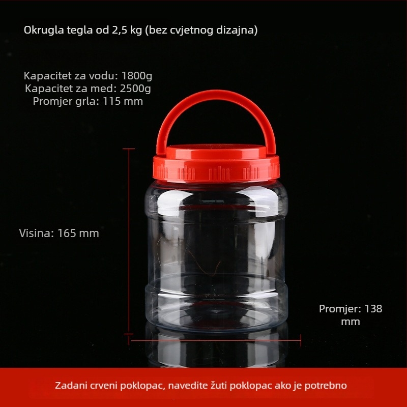 Prozirno debela plastična boca za med s poklopcem, zapečaćeni spremnik do 300 ml